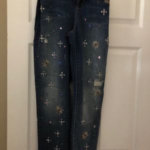 Dark jeans with rhinestones